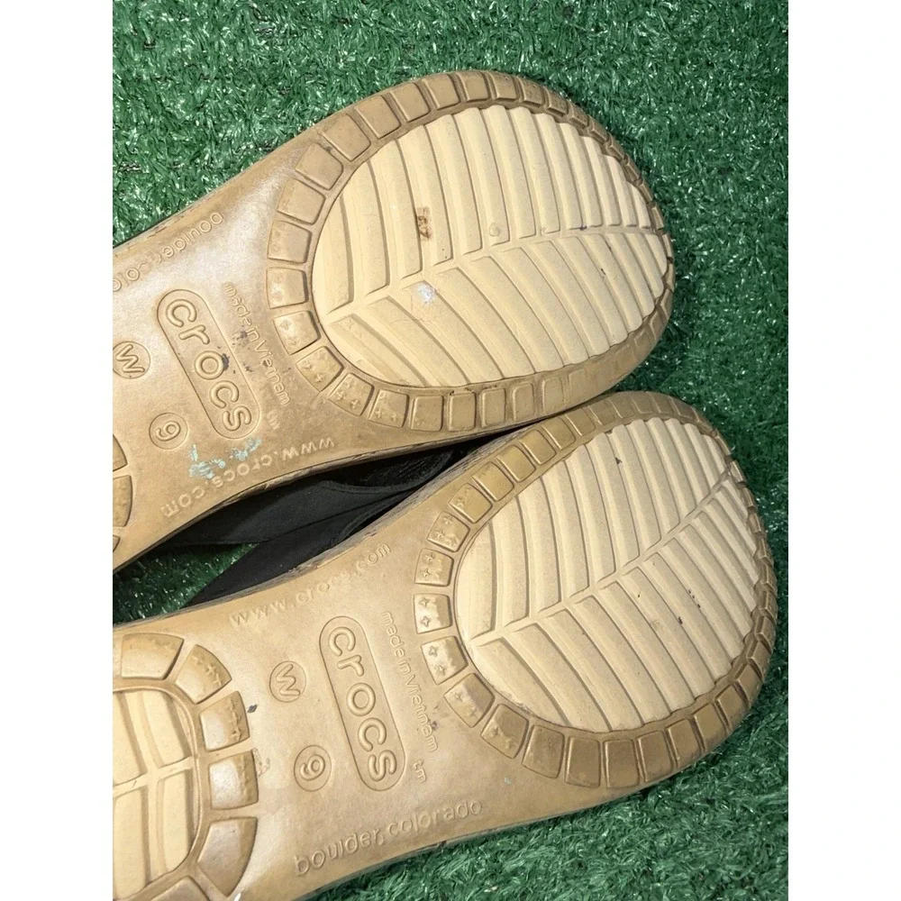 CROCS A-Leigh Leather Platform Wedge Sandals Strappy Cork Heel Womens Size 9 - Picture 10 of 10